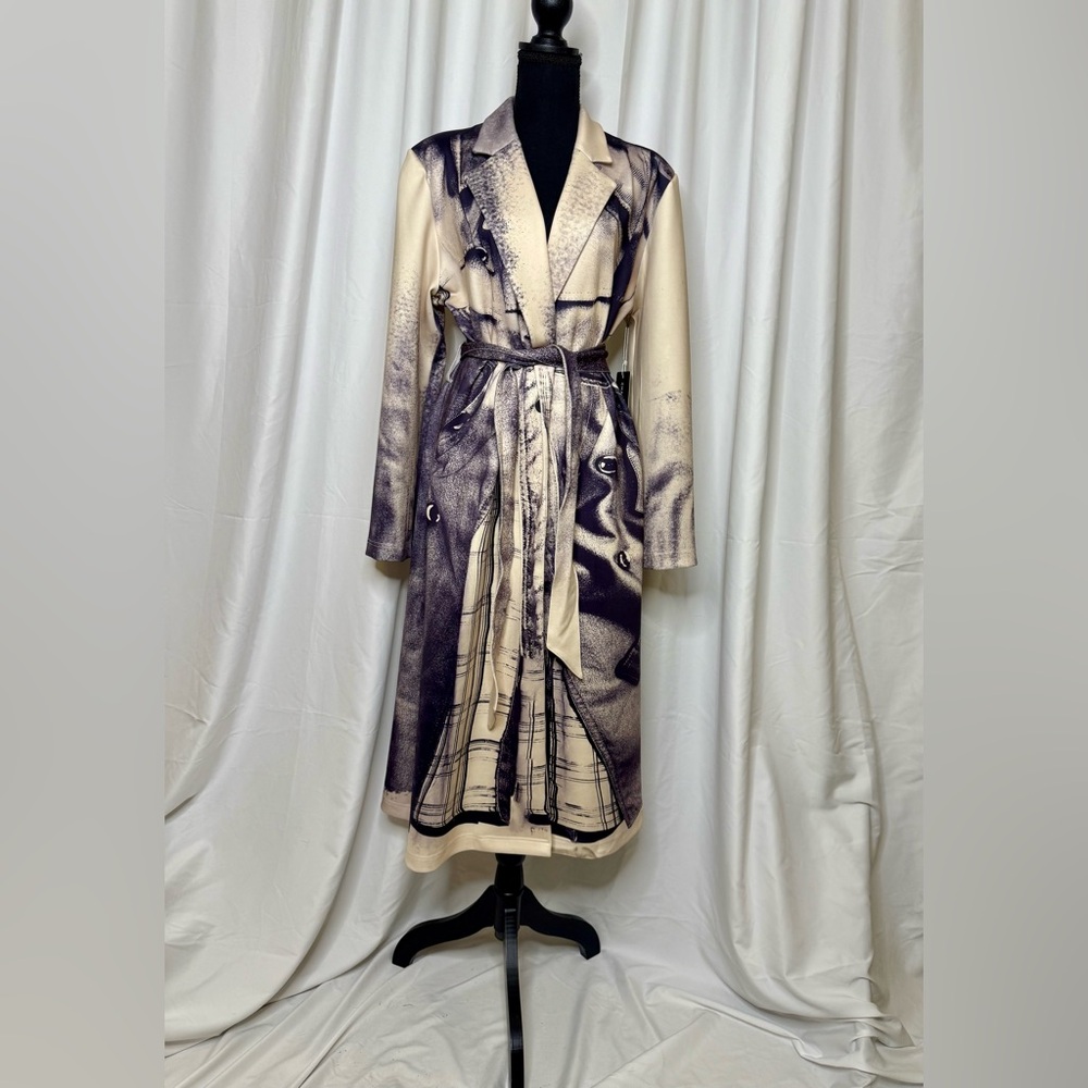 Stylish Black and Cream Trench Coat